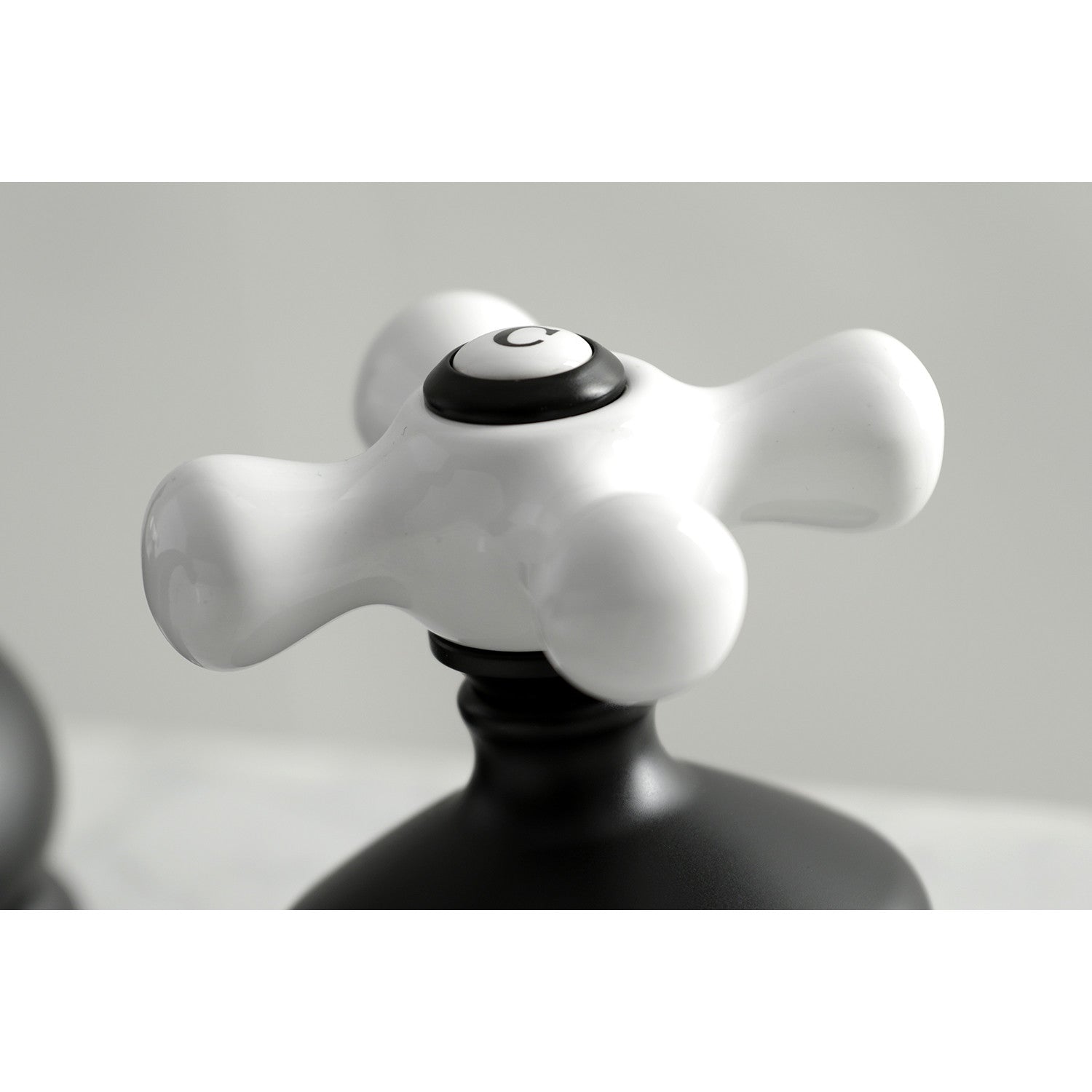 Kingston Heirloom KS1160PX - Heritage Two-Handle 3-Hole Deck Mount Widespread Bathroom Faucet with Brass Pop-Up, Matte Black — thumbnail 2